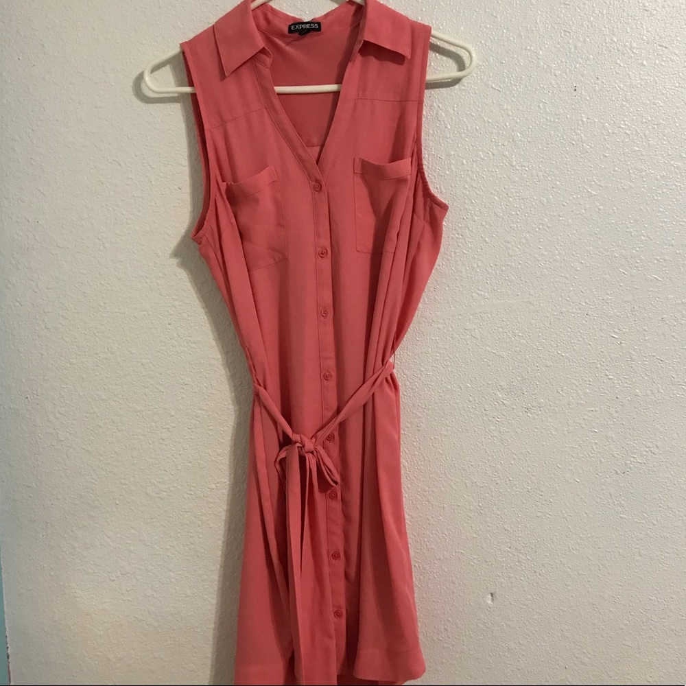 Express pink button up dress